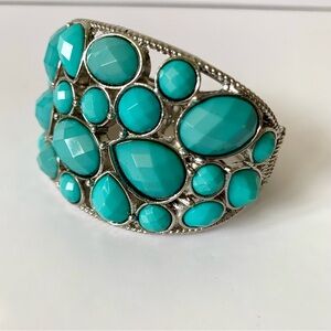 Large silver and turquoise bangle